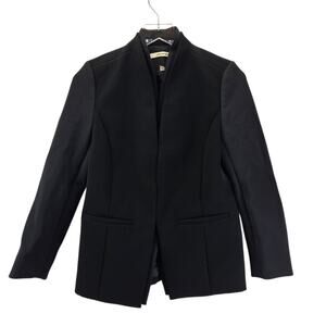 J Brand Collarless Blazer Jacket Womens S XS Black Ponte Knit Dark Academia Prep
